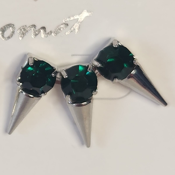 G.comet Metal Rhinestone Button Earring Set - Picture 5 of 7